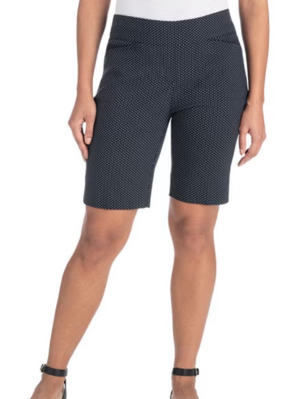 Hilary Radley Ladies Navy White  Bermuda Pull On Short